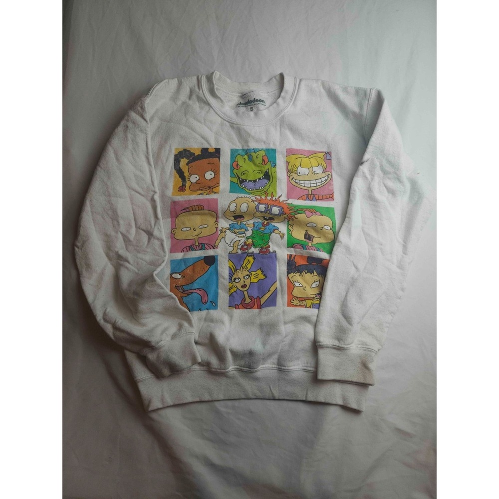 Nickelodeon Rugrats Pullover Sweatshirt Small White Graphic Retro 90s Nostalgia